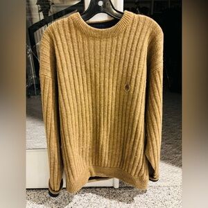 TOMMY HILFIGER Men's Camel Ribbed Crewneck Sweater, Size Large
